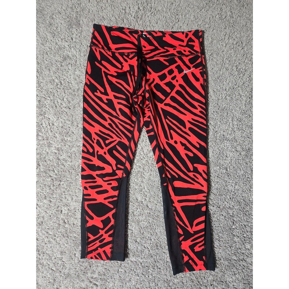 Nike Epic Lux Palm Print Dri-FIT Running Capri Leggings Red Black Women's Large